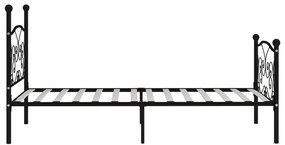 Cadru de pat cu baza din sipci, negru, 90 x 200 cm, metal Negru, 90 x 200 cm