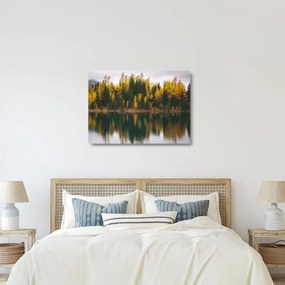 Tablou pe sticlă cu lac de pădure (70x50 cm)