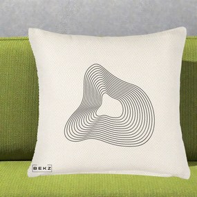 Perna Decorativa Abstract Linii Organice, 40x40 cm, Crem Reliefat, Husa Detasabila, Perna Inclusa, BEKZ®