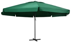 vidaXL Umbrelă de soare de grădină, stâlp aluminiu, verde, 600 cm