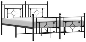 374359 vidaXL Cadru pat metalic cu tăblie de cap/picioare, negru, 150x200 cm
