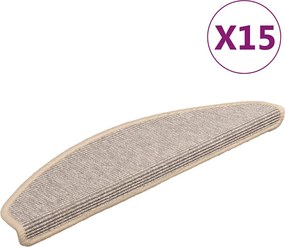 vidaXL Covorașe scări, 15 buc., 65x21x4 cm, semirotunde, argintii, mari