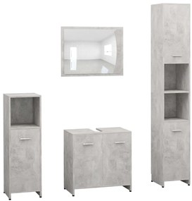 Set mobilier baie, 4 piece, gri beton, PAL Gri beton