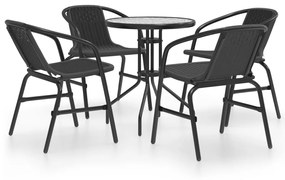 3080088 vidaXL Set mobilier de grădină, 5 piese, negru