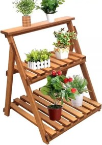 Etajera flori din lemn, Homs Garden 4, Natur, 69 x 58 x 50 cm