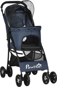 PawHut cărucior pentru câini, pliabil, 1 coș, 1 pernă, 1 buzunar lateral, 81 cm x 48 cm x 99 cm, gri | Aosom Romania