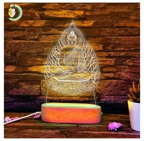 Lampa 3D LED - Buddha -luminata cu telecomanda