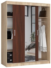Dulap de haine Clotilde  (Stejar sonoma + wenge) (cu oglindă). 1069414