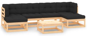 vidaXL Set mobilier de grădină cu perne, 7 piese, lemn masiv de pin
