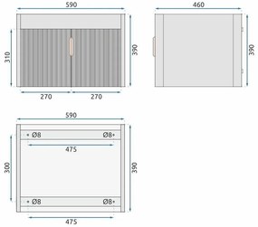 Set mobilier de baie cu lavoar Astor 60 cm Alb