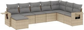 vidaXL Set canapele de grădină, 8 piese, cu perne, bej, poliratan