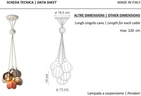 Lustra cu 6 pendule design italian realizat manual din ceramica si sticla AFOXÉ Mix