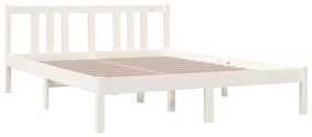 Cadru de pat, 140x190 cm, lemn masiv de pin Alb, 140 x 190 cm