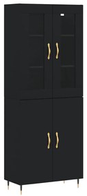 3198194 vidaXL Dulap înalt, negru, 69,5x34x180 cm, lemn compozit