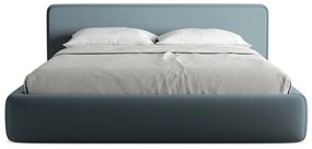 Pat matrimonial albastru tapițat cu spațiu de depozitare cu somieră 180x200 cm Kiana – Makamii