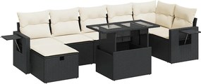 vidaXL Set mobilier de grădină cu perne, 8 piese, negru, poliratan