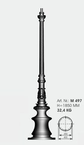 Stalp iluminat exterior din fier forjat, inaltime 247cm, AL 6784