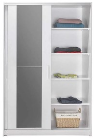 Dulap Haine Adore Elit Mediu , 2 usi glisante cu oglinda, Alb - Lemn Natural, 120 x 182 x 52 cm