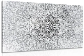 Tablou Mandala etnică de aur în design alb-negru