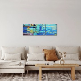 Tablou - pictură abstractă în ulei (cu ceas) (90x30 cm)
