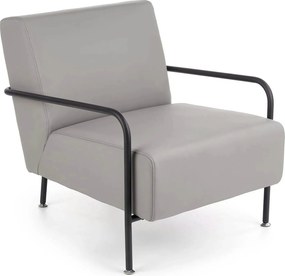 Fotoliu CUPER, gri/negru, piele ecologica/otel, 69x82x75 cm