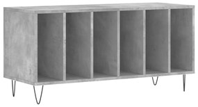 831752 vidaXL Dulap pentru discuri gri beton, 100x38x48 cm, lemn prelucrat