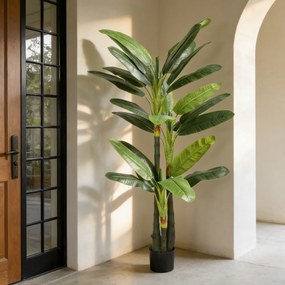 HOMCOM Arbore Artificial de Banan 180 cm cu Ghiveci, Plantă Falsă cu 18 Frunze pentru Decor Interior sau Birou, Verde | Aosom Romania