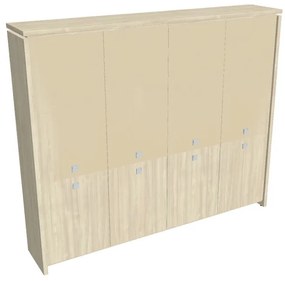 Dulap înalt Verno 248 x 46 x 210 cm, uși combinate, salcâm / vanilie