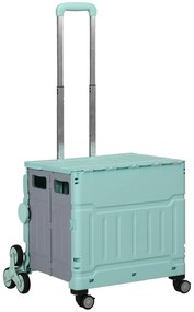 HOMCOM Carucior de cumparaturi Einkaufswagen, Treppensteiger, pliabil, Maner Telescop, pana la 65 kg capacitate de incarcare, Verde | Aosom Romania