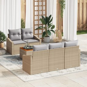 vidaXL Set de canapea de grădină 6 piese cu perne, din rattan sintetic și acacia, bej