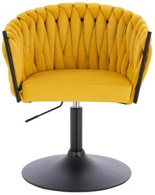HR750N Scaun Galbenă din Catifea cu Bază Neagră