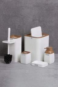 ShopJK SET ACCESORII DE BAIE 5 PIESE ALB - LEMN OKY5018