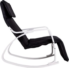 Scaun balansoar alb negru cu suport pentru picioare reglabil