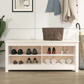 Banca pentru pantofi, alb, 110x38x45,5 cm, lemn masiv de pin 1, Alb, 110 x 38 x 45.5 cm