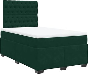 vidaXL Pat box spring cu saltea, verde închis, 120x200 cm, catifea