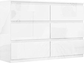 HOMCOM Comodă cu 6 Sertare din PAL, pentru Dormitor, Design Modern și Multifuncțional, 112x34x75 cm, Alb | Aosom Romania
