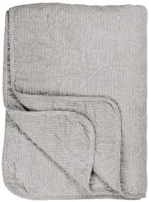 Patura alba din bumbac cu dungi gri 130x180 cm