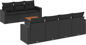 vidaXL Set mobilier de grădină cu perne, 8 piese, negru, poliratan
