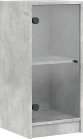 vidaXL Dulap lateral cu uși din sticlă, gri beton, 35x37x75,5 cm