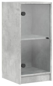 836402 vidaXL Dulap lateral cu uși din sticlă, gri beton, 35x37x75,5 cm