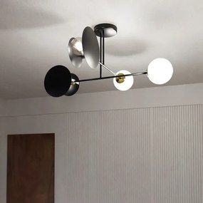 Lustră pe tijă MINERVA 2xE27/15W + 2xE14/10W/230V negru