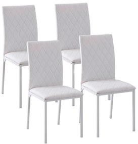 HOMCOM Scaune Sufragerie 4piese, cu Design Modern și Imitație de Piele, 41x50x92 cm, Alb | Aosom Romania