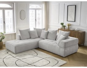 Colțar gri deschis cu tapițerie din chenille (cu colț pe partea stângă/în formă de ”L”) Whesley – Bobochic Paris