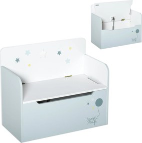 HOMCOM Bancă de Depozitare Portabilă pentru Jucării 2 în 1, Ladă cu Spătar pentru Copii de 3-6 Ani, 60x30x50 cm, Albastru | Aosom Romania
