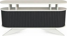 Comoda STOR, alb/gri antracit, PAL melaminat, 150x43x75 cm