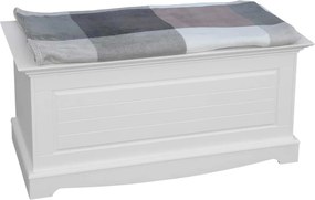 Băncuță lemn masiv alb cu Ladă, 112 × 45 × 51 cm