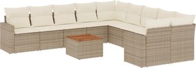 vidaXL Set canapele de grădină cu perne, 11 piese, bej, poliratan