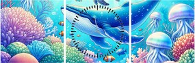 Tablou – Lume subacvatică (cu ceas) (90x30 cm)