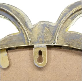 Oglindă decorativă din metal cu finisaj auriu antichizat, cu decor tip panglică, 95x56x4 cm, „Éloise"