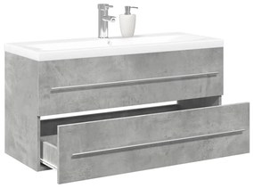 vidaXL Set mobilier de baie, 2 piese, gri beton, lemn compozit